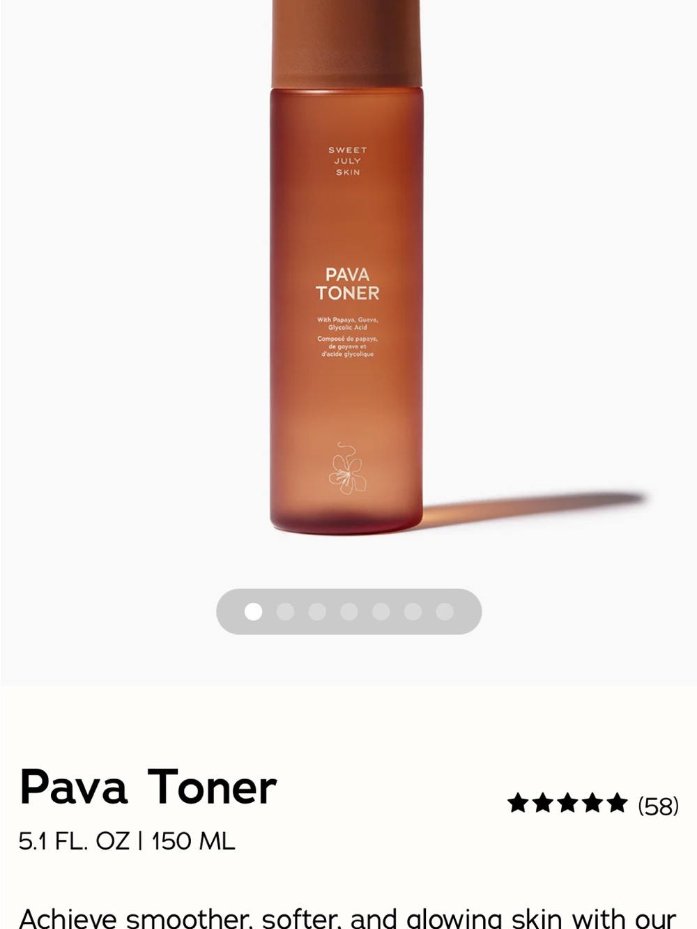 Sweet July Skin Pava Toner. NIB.